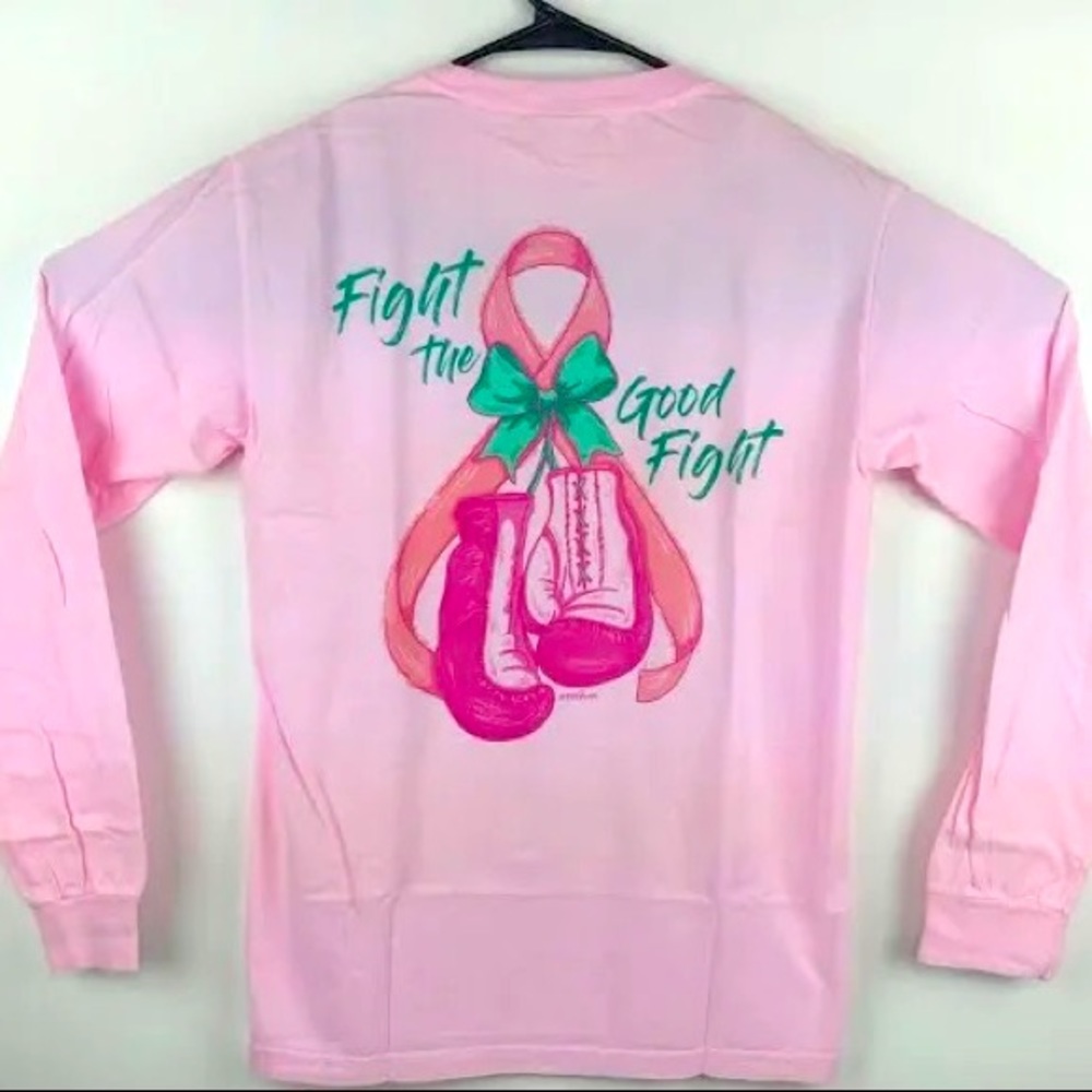 Long Sleeve “Fight the Good Fight” Pink Breast Cancer Awareness Winter Shirt